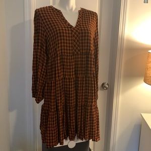 Anthropologie Maeve 2X Tiered Plaid Dress